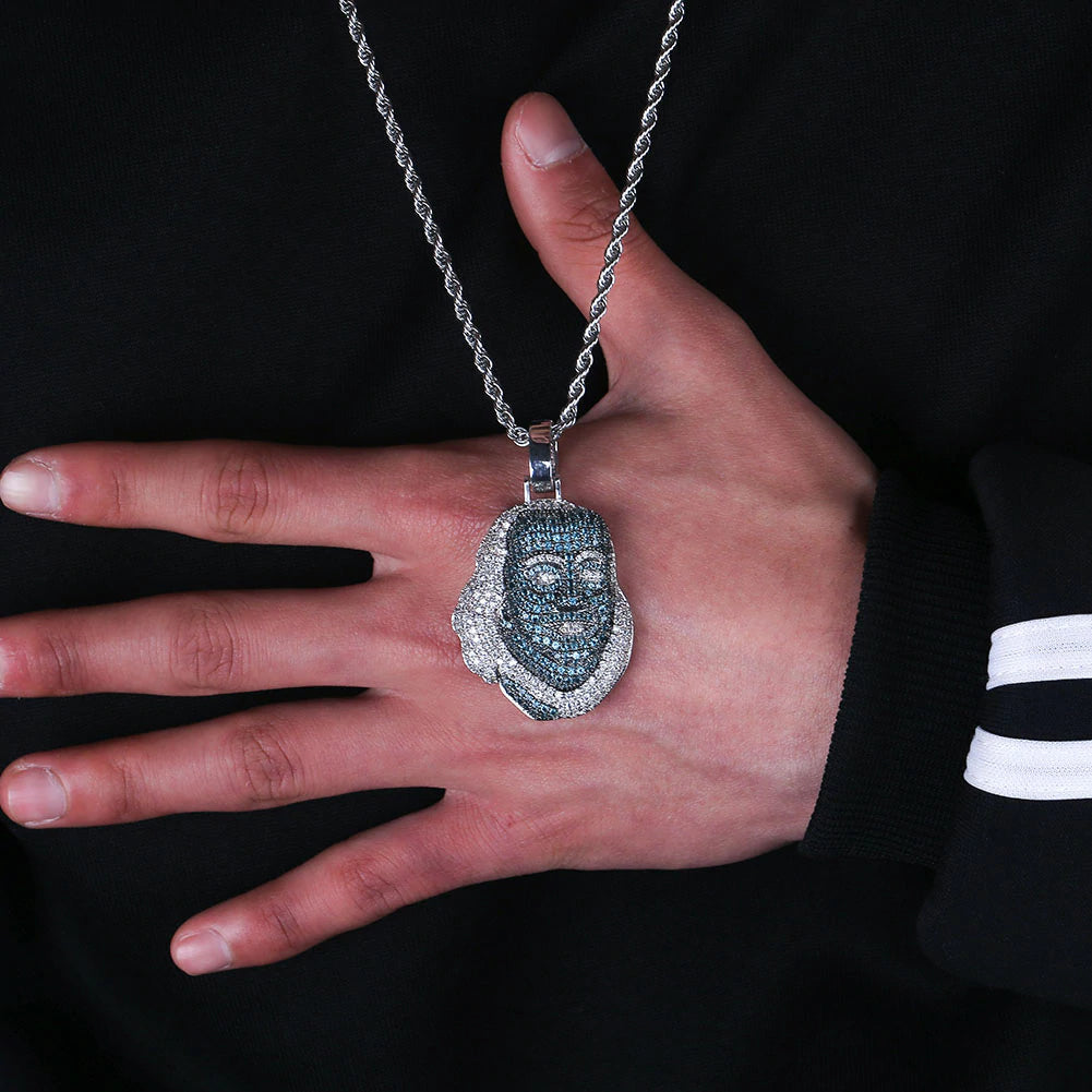Iced Blue Benjamin Pendant - White Gold