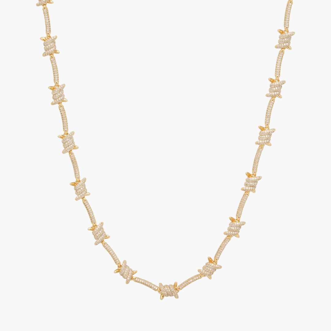 Iced Barbed Wire Chain - Gold