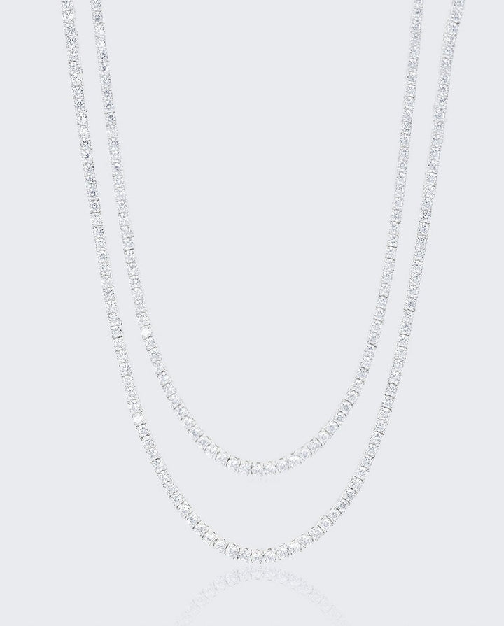 3mm Tennis Chain Bundle - White Gold