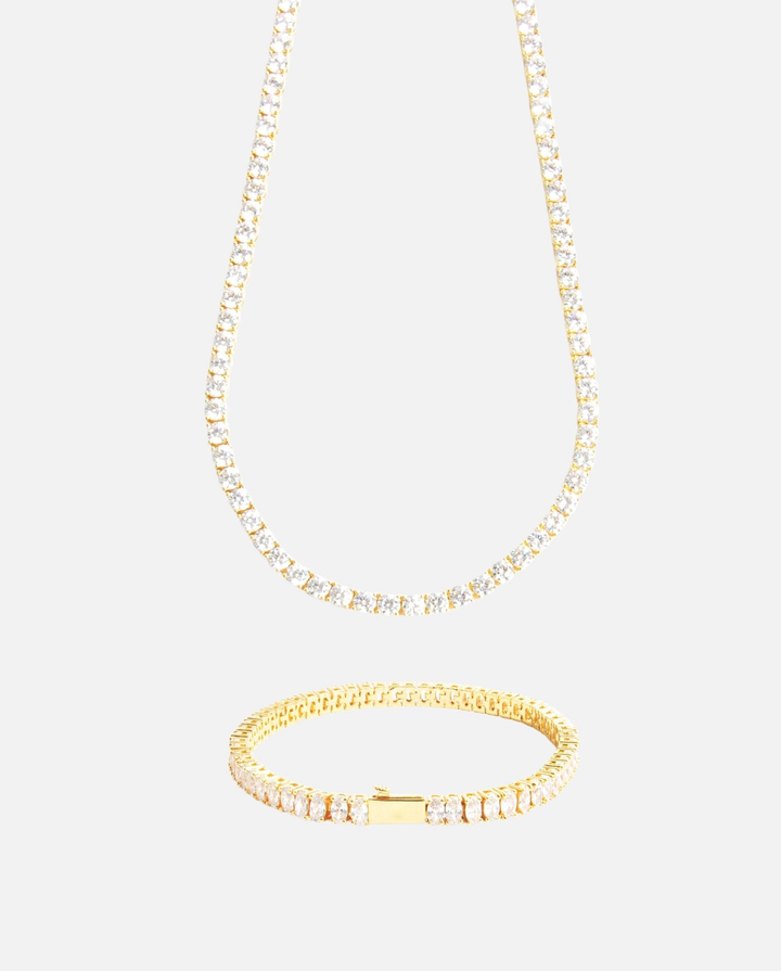 5mm Tennis Chain + Bracelet Bundle - Gold