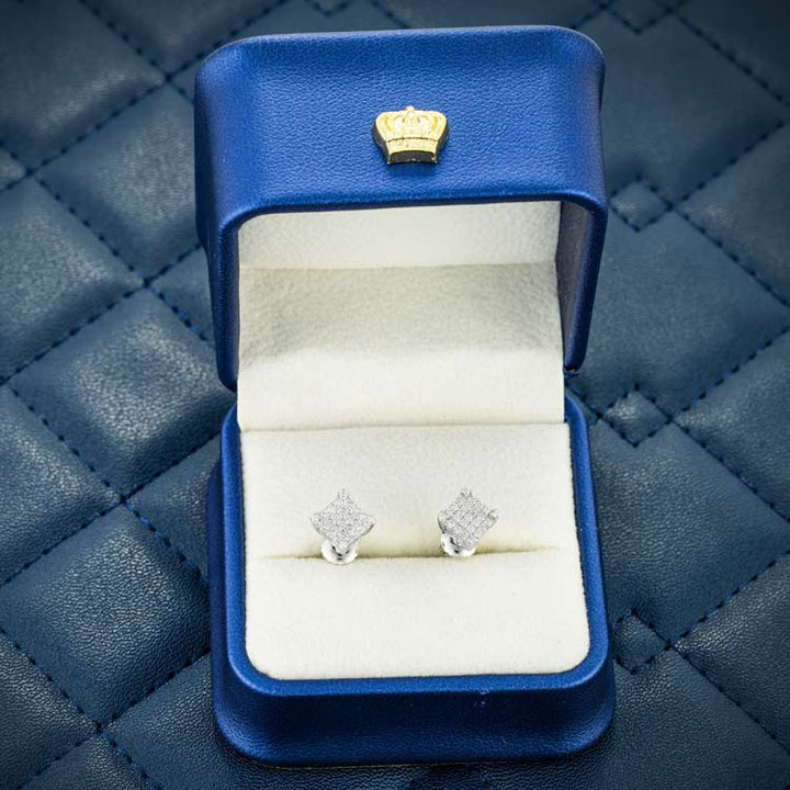 6MM Moissanite Square Cluster Earrings - White Gold