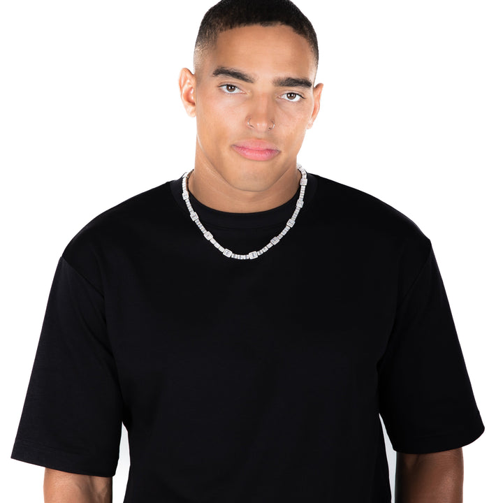 Cluster Baguette Tennis Chain - White Gold