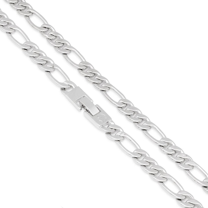 8mm Figaro Chain Choker Set - White Gold