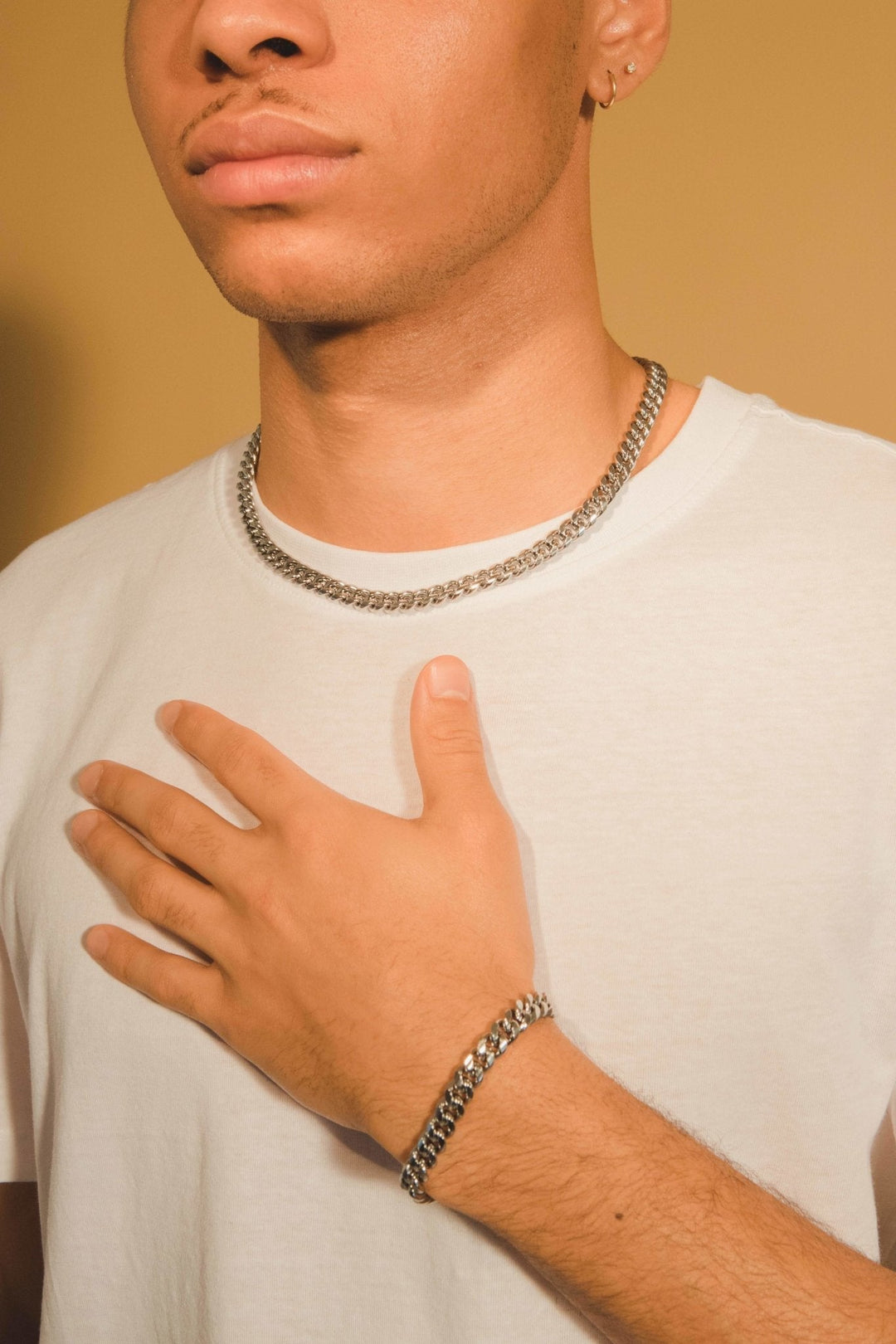 8mm Miami Cuban Chain + Bracelet Bundle - White Gold