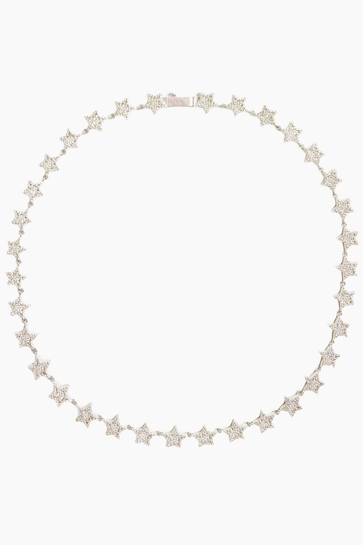 8MM ICED STAR CHAIN - WHITE GOLD