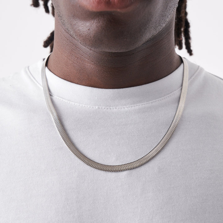 Herringbone Chain - White Gold