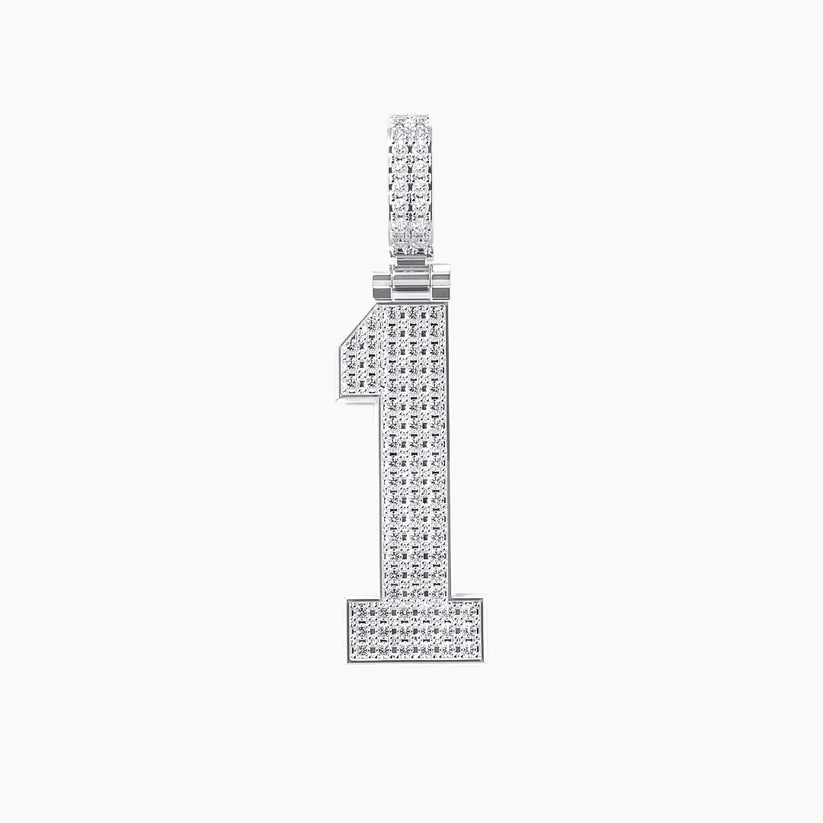 Moissanite Number Pendant - Solid Silver