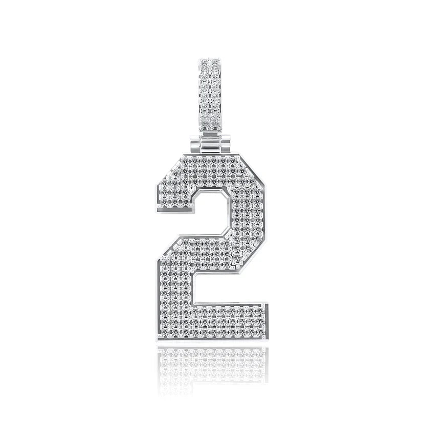Moissanite Number Pendant - Solid Silver