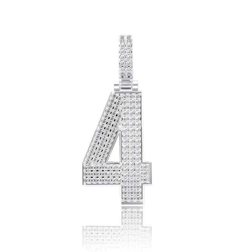 Moissanite Number Pendant - Solid Silver