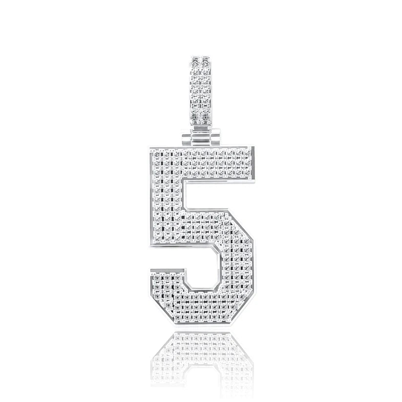 Moissanite Number Pendant - Solid Silver