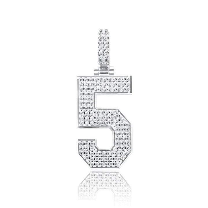 Moissanite Number Pendant - Solid Silver