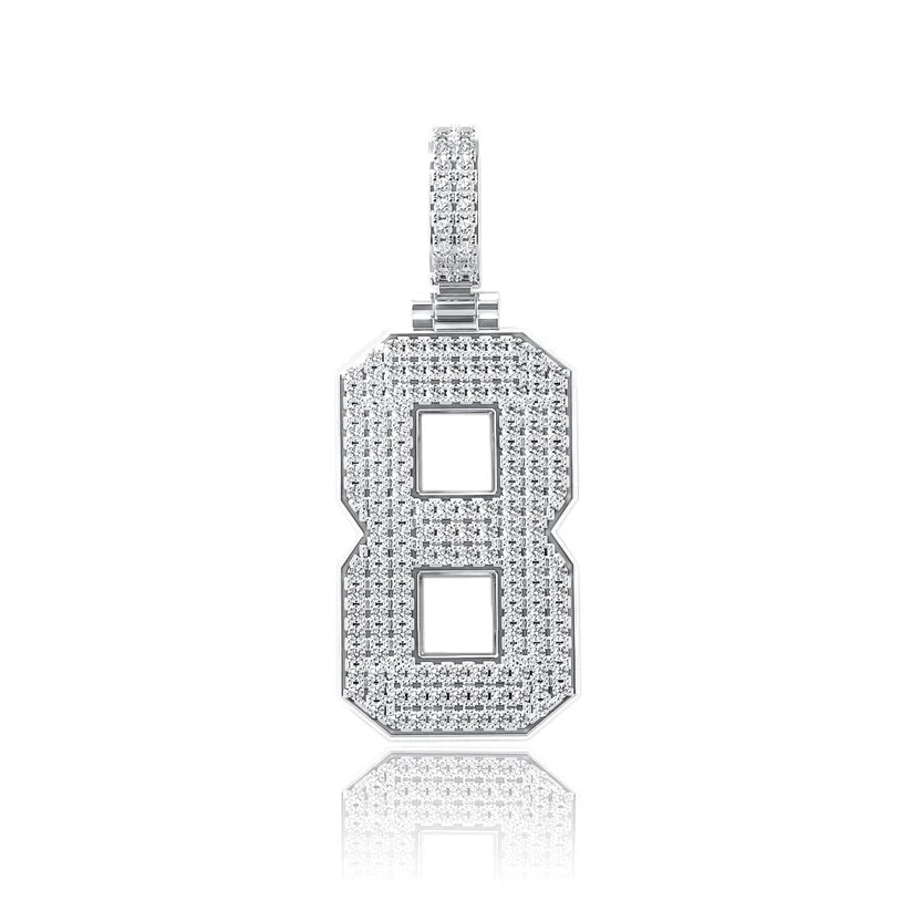 Moissanite Number Pendant - Solid Silver