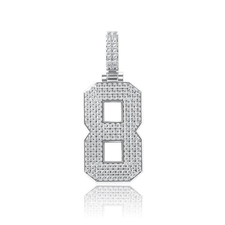 Moissanite Number Pendant - Solid Silver