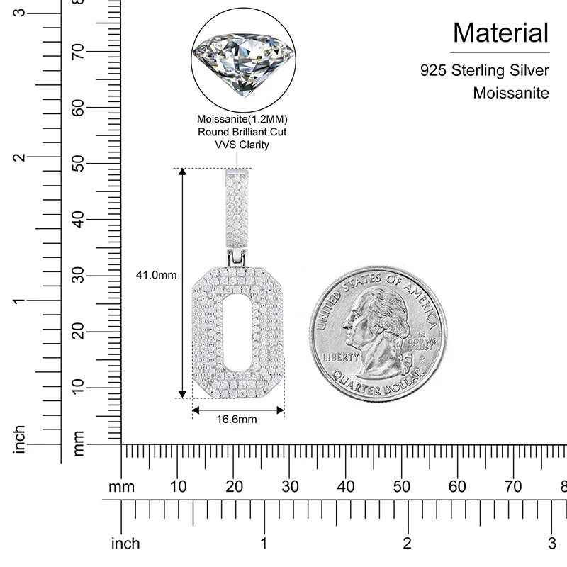 Moissanite Number Pendant - Solid Silver