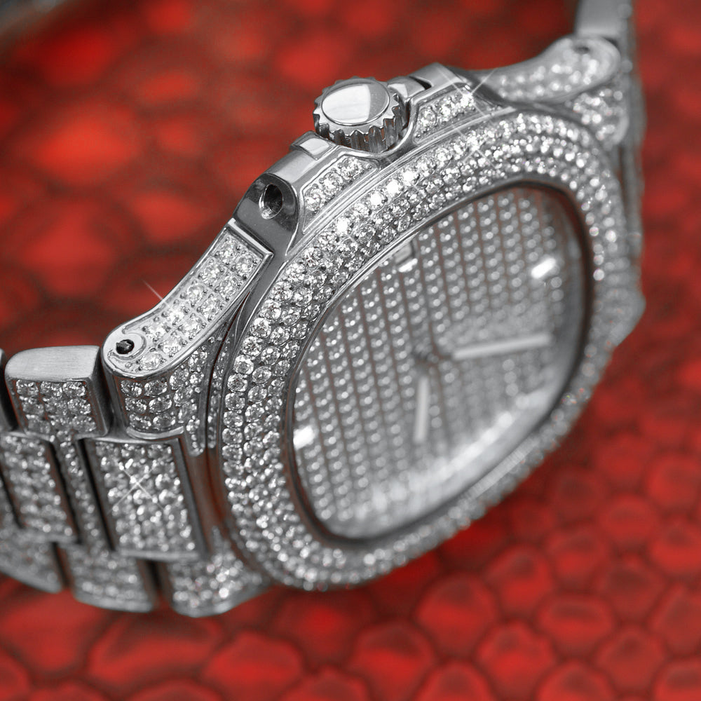 ROYALTY ICED OUT WATCH - WHITE GOLD