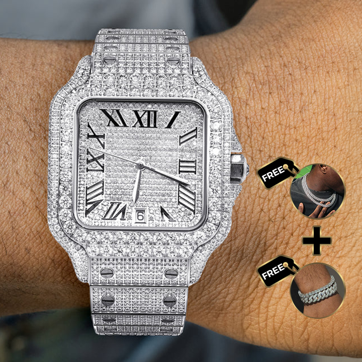 ROYAL ICED OUT WATCH - WHITE GOLD