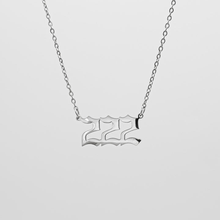 Angel Number Necklace - White Gold