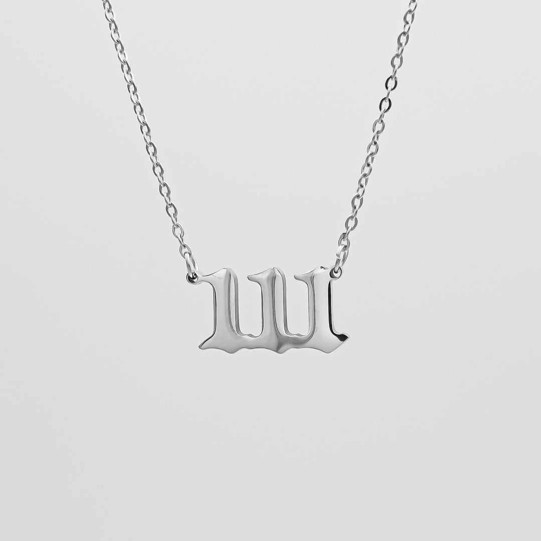Angel Number Necklace - White Gold