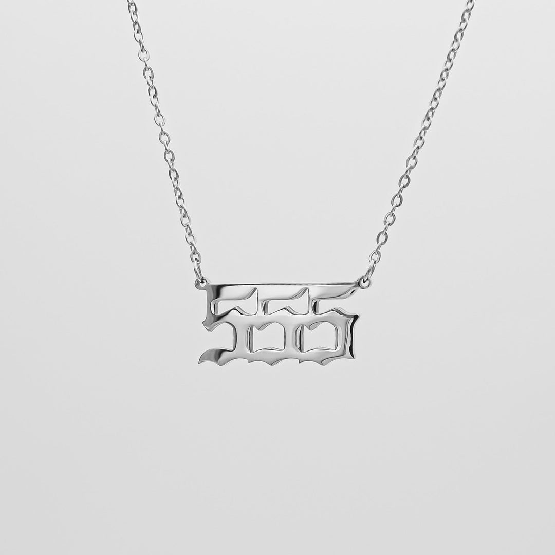 Angel Number Necklace - White Gold