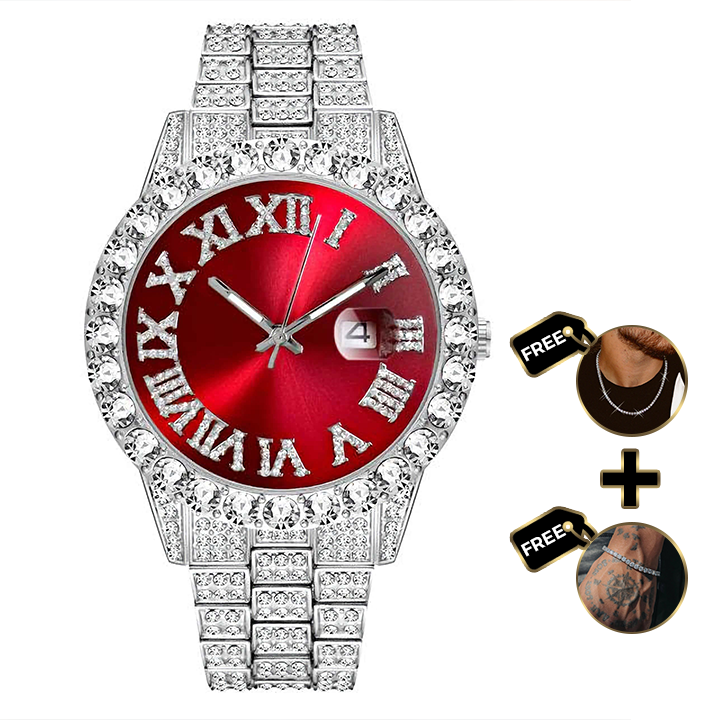 RUBY SAPPHIRE ROMAN ICED WATCH