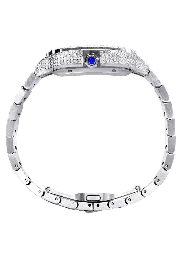ROYAL ICED OUT WATCH - WHITE GOLD
