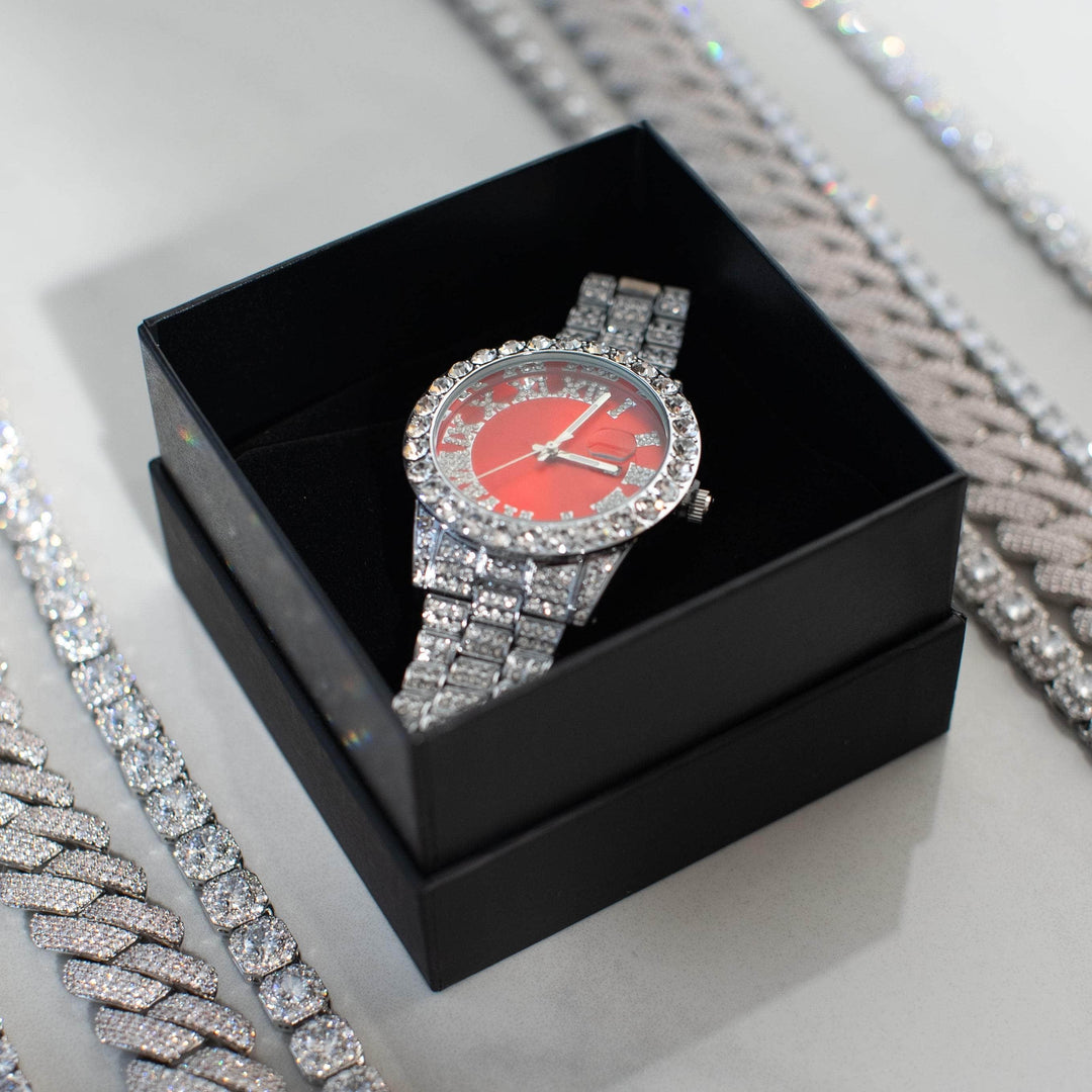 RUBY SAPPHIRE ROMAN ICED WATCH