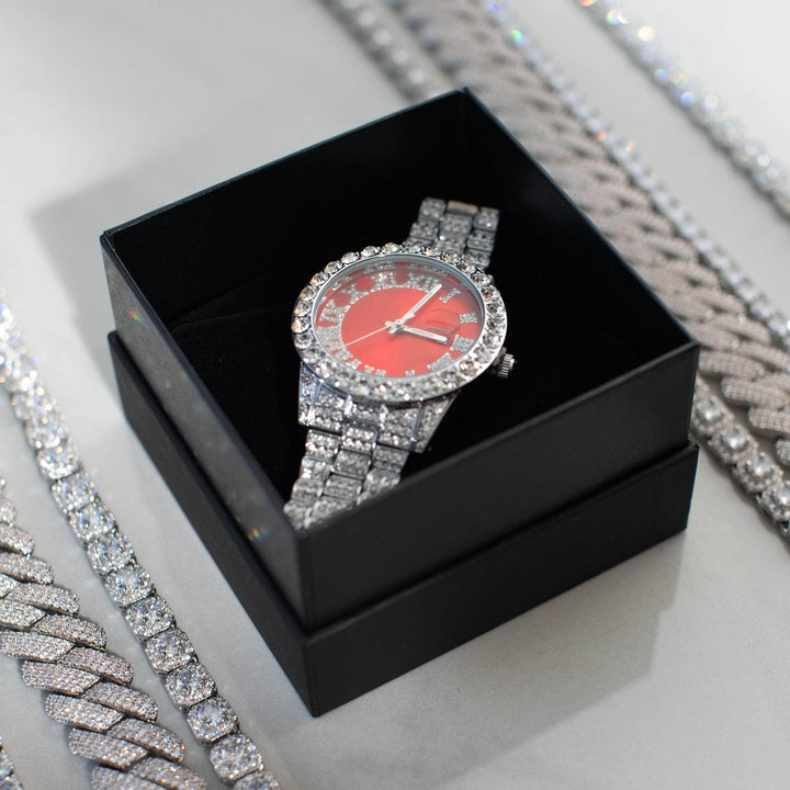 RUBY SAPPHIRE ROMAN ICED WATCH