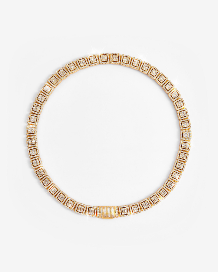 12mm Clustered Tennis Chain - Gold