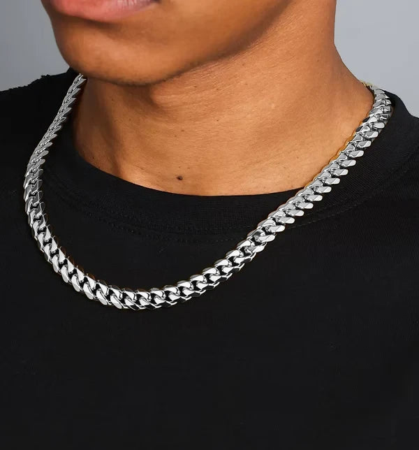 8mm Cuban Chain - White Gold