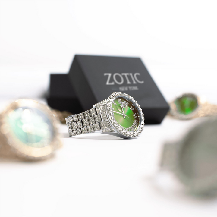 EMERALD SAPPHIRE ROMAN ICED WATCH
