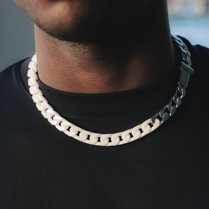 Marble x Cuban Chain - White Gold