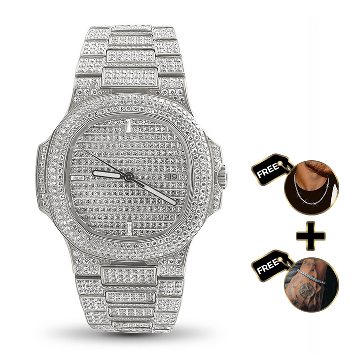 ROYALTY ICED OUT WATCH - WHITE GOLD
