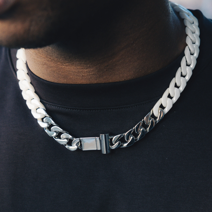 Marble x Cuban Chain - White Gold